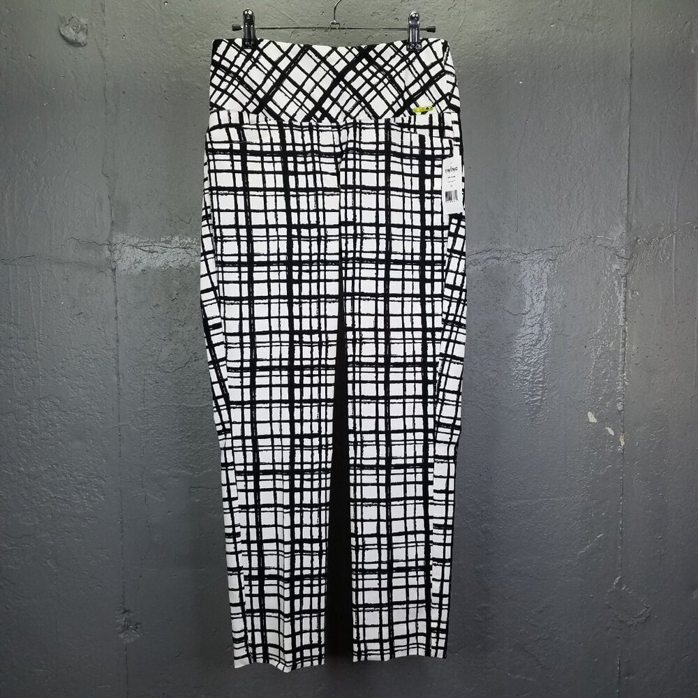 Swing Control Pants Women's 2 Paint Stripe Black White Slimming Golf Preppy NEW